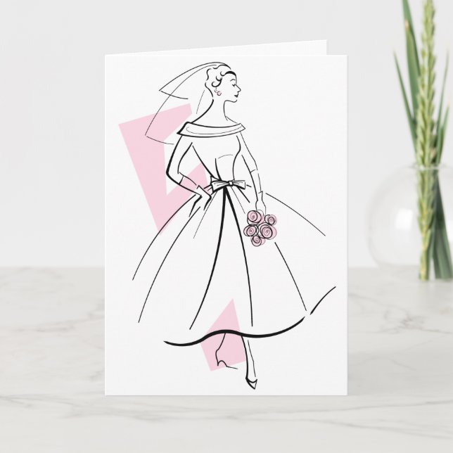 Fashion Bride Pink greetings card (Front)