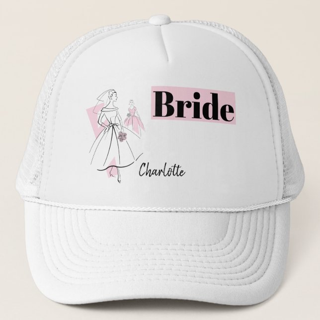 Fashion Bride Pink Group Bride hat (Front)