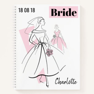 Fashion Bride Pink Group Bride Name Date pink back Notebook