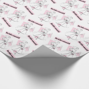 Fashion Bride Pink Group Bridesmaid wrapping paper