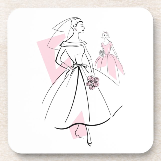 Fashion Bride Pink Group coaster cork back (Front)