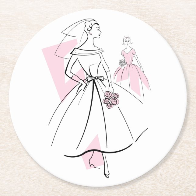 Fashion Bride Pink Group coaster round (Front)