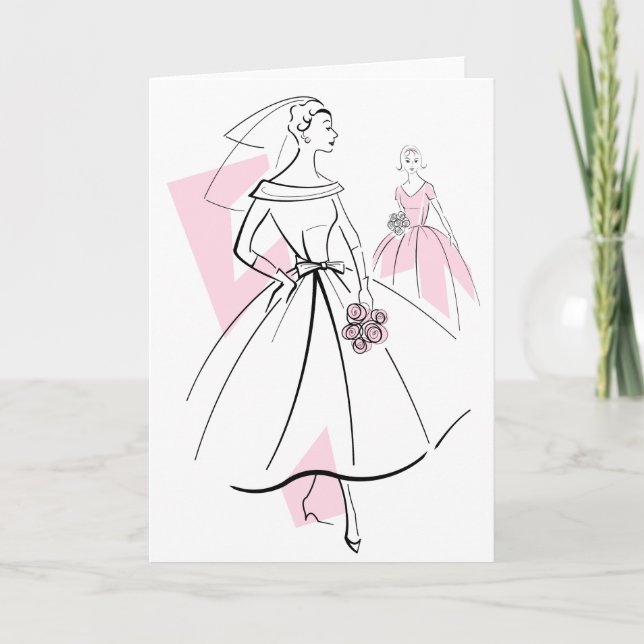 Fashion Bride Pink Group greetings card (Front)