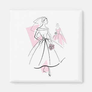 Fashion Bride Pink Group magnet square
