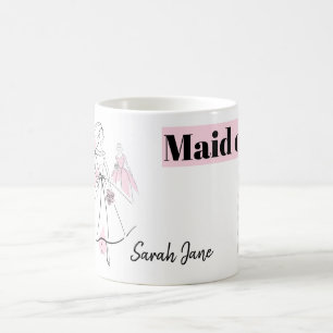 Fashion Bride Pink Group Maid of Honour Name mug
