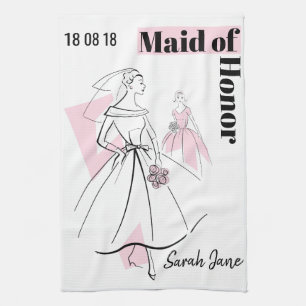 Fashion Bride Pink Group Maid of Honour Tea Towel