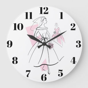 Fashion Bride Pink Group numbers clock round