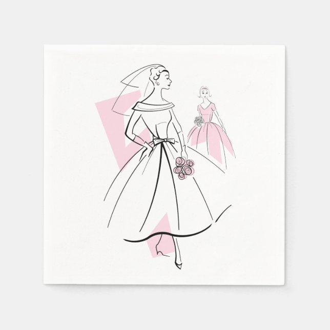 Fashion Bride Pink Group paper napkins (Front)