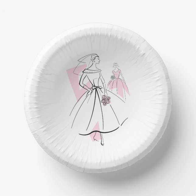 Fashion Bride Pink Group Paper Plate (Front)