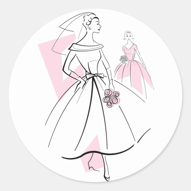 Fashion Bride Pink Group sticker round (Front)