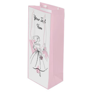 Fashion Bride Pink Group Text pink wine Gift Bag
