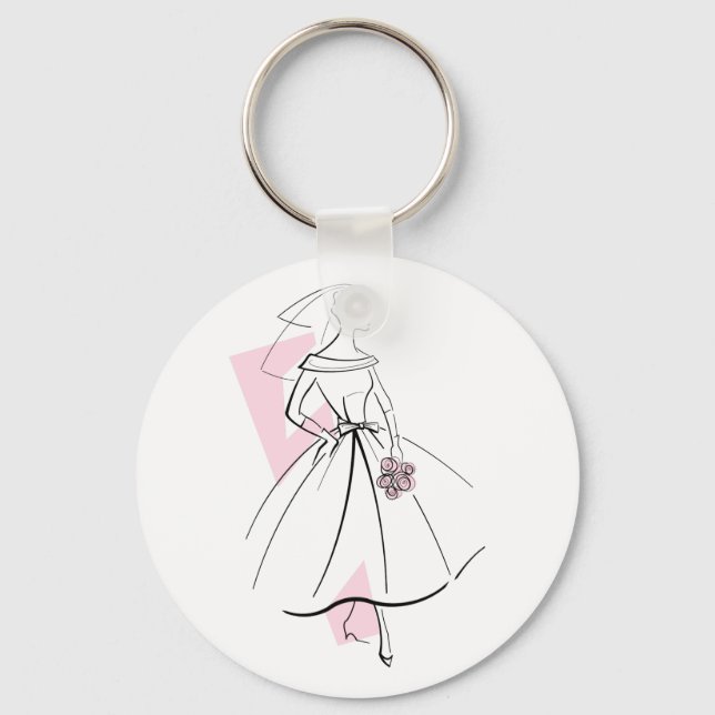 Fashion Bride Pink keychain round (Front)