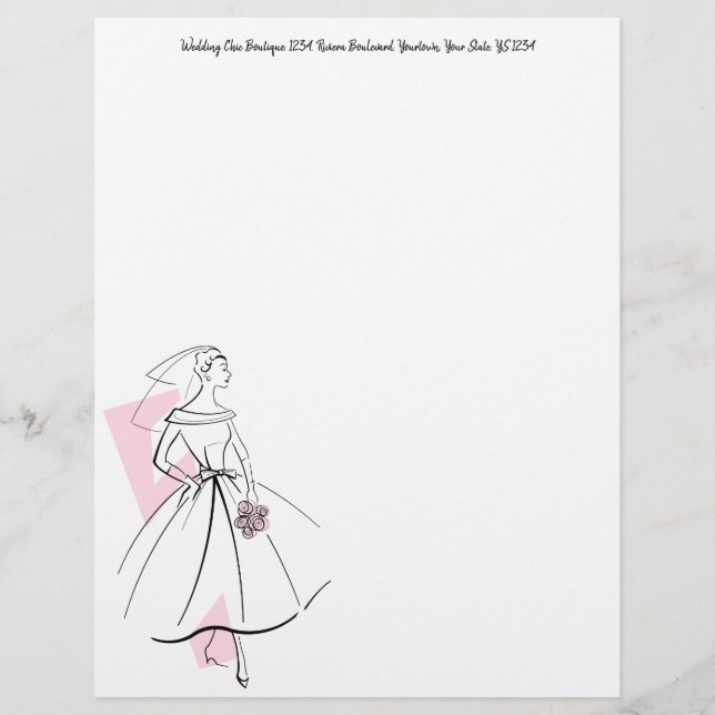 Fashion Bride Pink letterhead address top (Front)