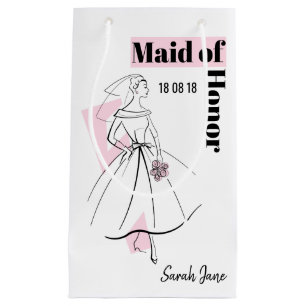 Fashion Bride Pink Maid of Honour gift bag small