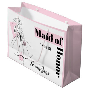 Fashion Bride Pink Maid of Honour large pink Large Gift Bag
