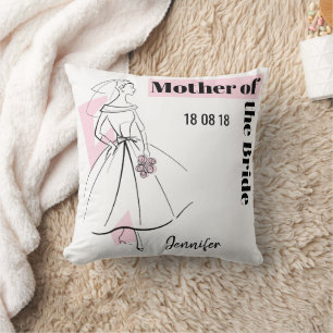 Fashion Bride Pink Mother of Bride throw pillow