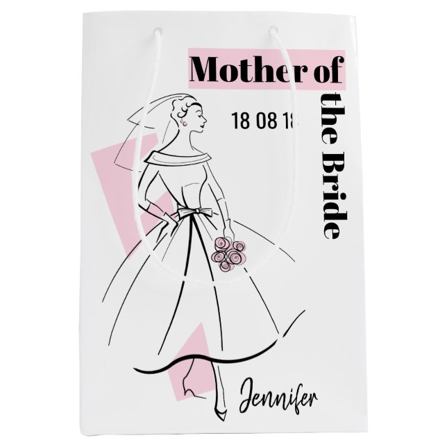 Fashion Bride Pink Mother of the Bride medium Medium Gift Bag (Front)