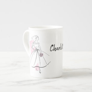 Fashion Bride Pink Name mug bone china