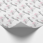 Fashion Bride Pink Name wrapping paper<br><div class="desc">A Mid-century style design with a retro touch featuring line drawings of a bride in pink and white on a white background. Inspired by dress patterns and fashion illustrations from the 1950s and 1960s. A customisable design for you to personalise with your own text, images and ideas. An original digital...</div>