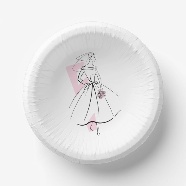 Fashion Bride Pink  Paper Plate (Front)