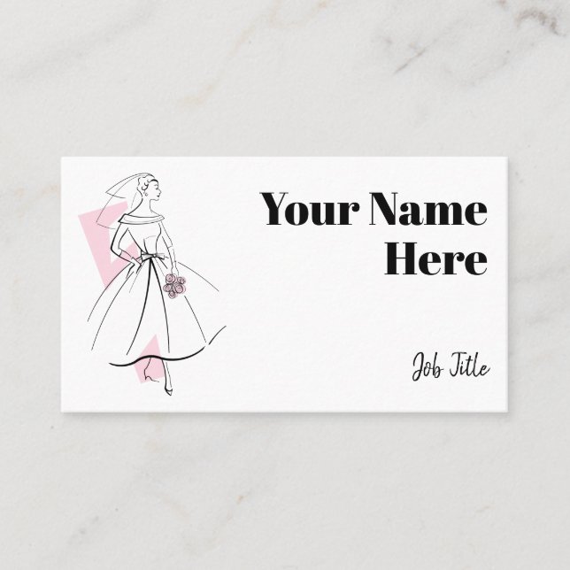 Fashion Bride Pink Side business card (Front)