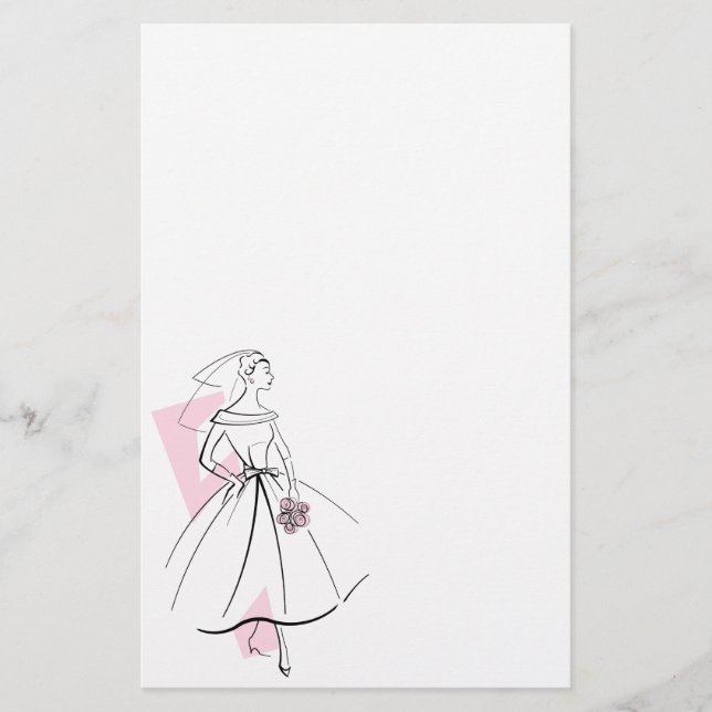 Fashion Bride Pink stationery (Front)