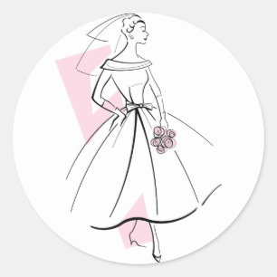 Fashion Bride Pink sticker round