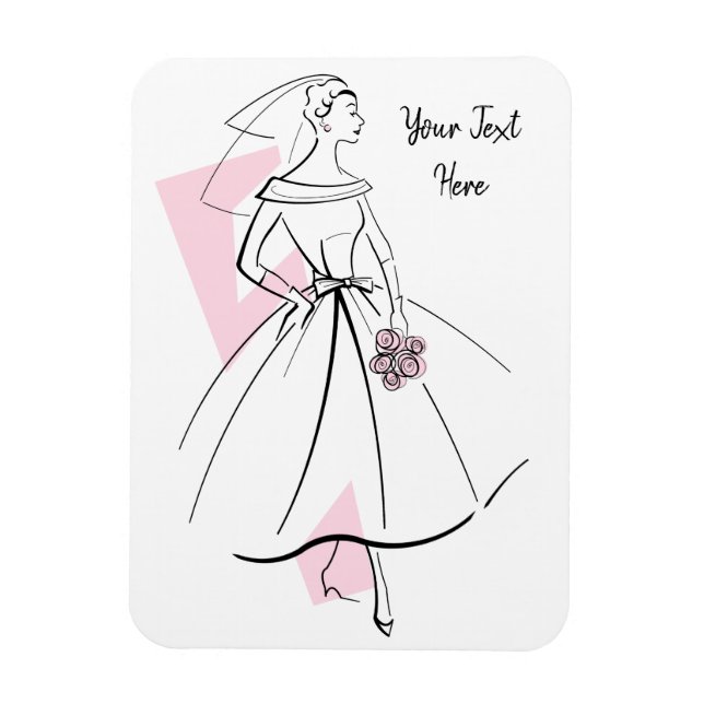 Fashion Bride Pink Text flexible magnet (Vertical)