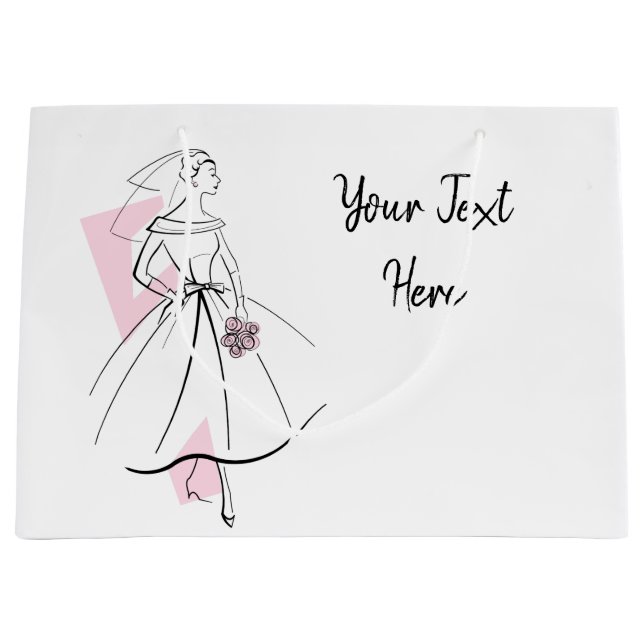 Fashion Bride Pink Text gift bag large (Front)