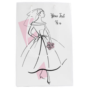 Fashion Bride Pink Text gift bag medium