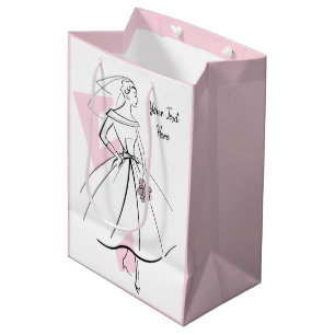 Fashion Bride Pink Text gift bag medium pink