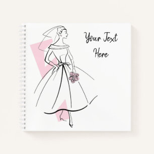 Fashion Bride Pink Text notebook square