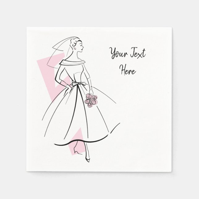 Fashion Bride Pink Text paper napkins (Front)