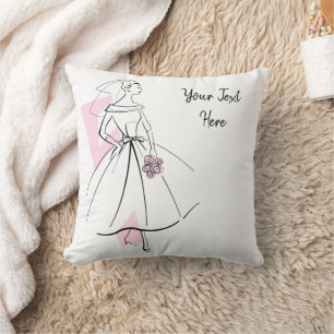 Fashion Bride Pink Text throw pillow