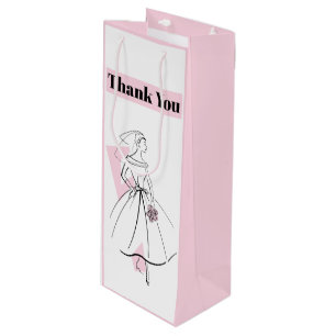 Fashion Bride Pink Thank You pink wine Gift Bag