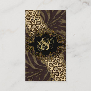 Fashion Business Cards Animal Leopard Suede Zebra