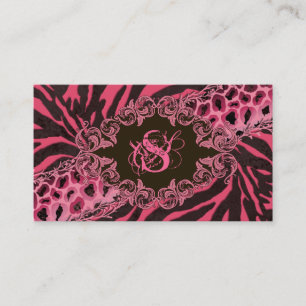 Fashion Business Cards Animal Zebra Leopard Pink