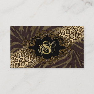 Fashion Business Cards Animal Zebra Suede Leopard