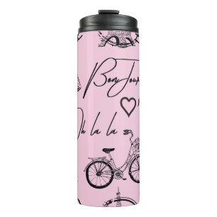 Fashion, calligraphy, Eiffel Tower, lips Thermal Tumbler
