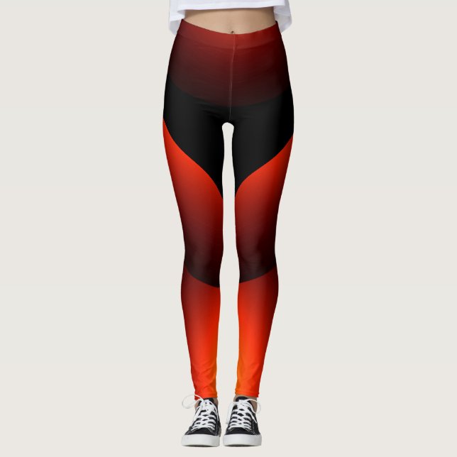 Fashion Chic Rust Black Contemporary Designer Leggings (Front)