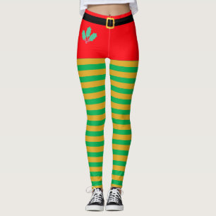 Fashion Christmas Elf Striped  leggings
