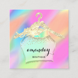 Fashion Cloth Hanger Dress Boutique Holograph QR Square Business Card