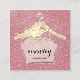 Fashion Cloth Hanger Dress Boutique QR Code Logo Square Business Card