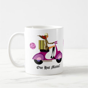 Fashion Coffee Mug Scooter Woman Pink Leopard
