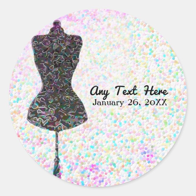 Fashion Confetti Mannequin Custom Party Favour Classic Round Sticker (Front)