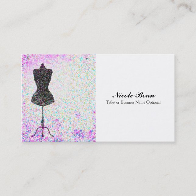 Fashion Confetti Mannequin Modern Custom Chic Business Card (Front)