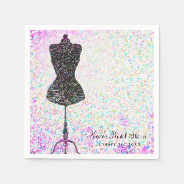Fashion Confetti Mannequin Modern Custom Party Napkin (Front)
