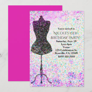 Fashion Confetti Mannequin Party Invitations