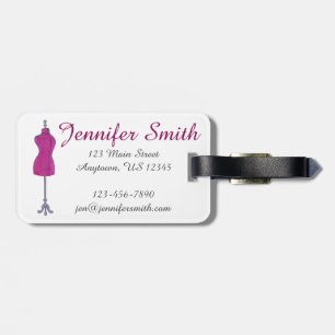Fashion Costume Design Pink Dressform Mannequin Luggage Tag