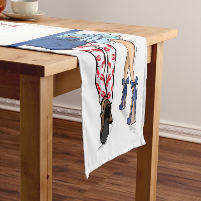 Fashion Couple Red Lobster Shower Wedding Date Short Table Runner (In Situ)